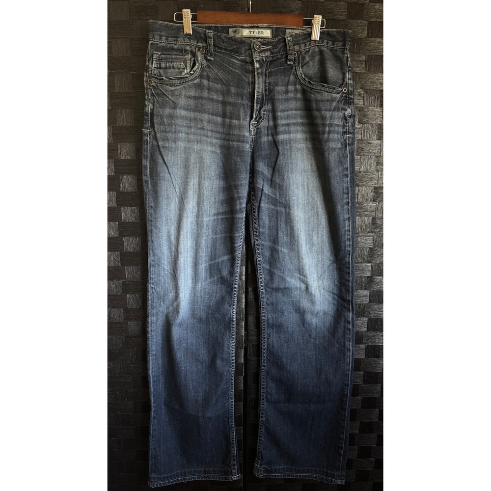 BKE Tyler Jeans Mens 33XL Blue Dark Wash Straight Fit Stretch Denim